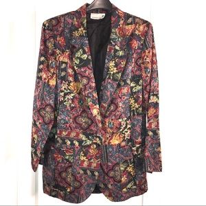 Vintage Retro Jacquard Blazer, Size Small